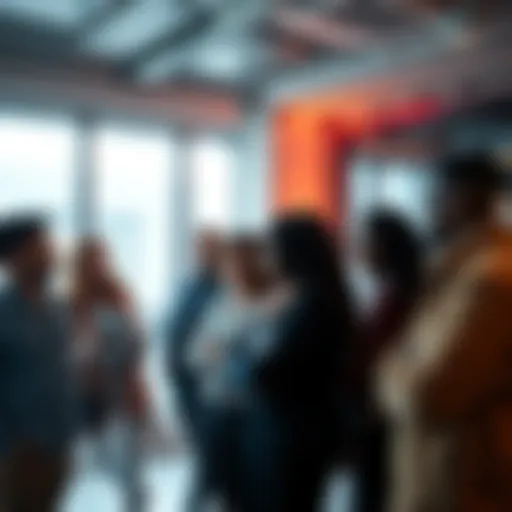 Group of diverse people discussing artificial intelligence in a modern office setting
