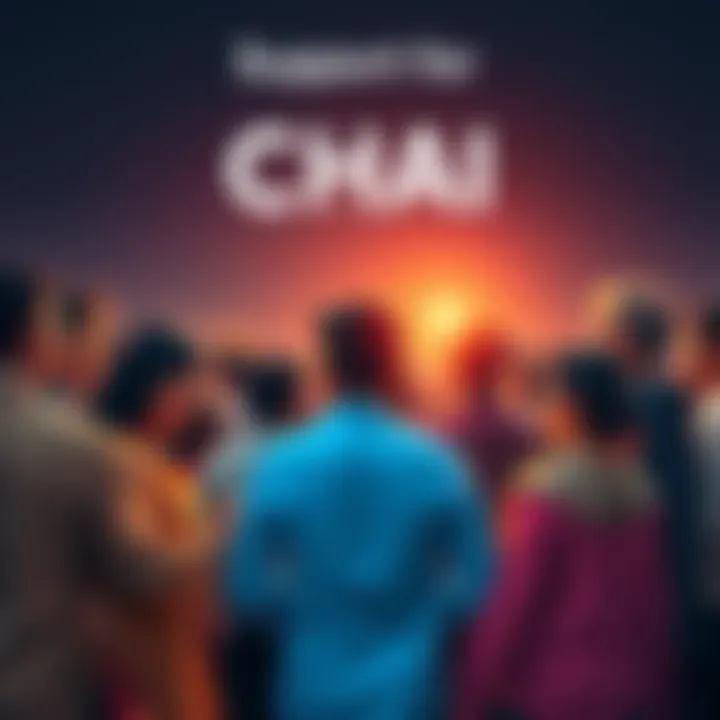 A group of people coming together, showing support and encouragement for the CHAI team, symbolizing hope for the future.