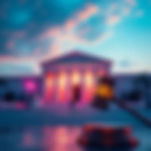 Supreme Court building with a gavel and AI-generated art