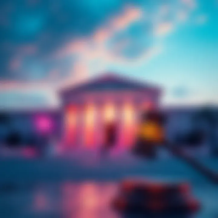 Supreme Court building with a gavel and AI-generated art