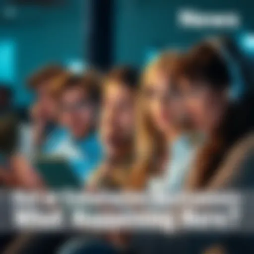 A group of people looking surprised while reading and responding to comments on their devices