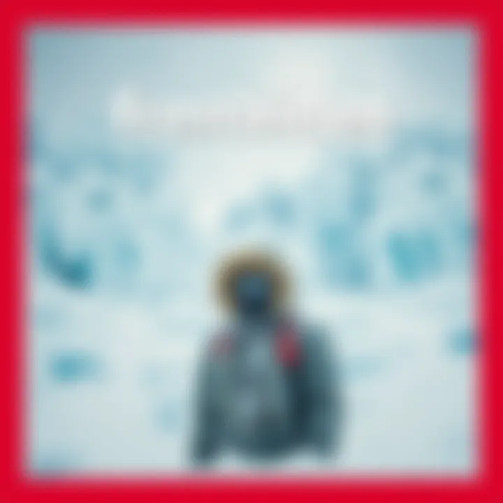A person bundled in winter clothing stands against a backdrop of deep snow and ice, showcasing the struggle for survival in extreme cold