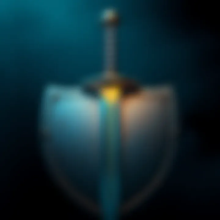Symbolic Sword and Shield A sword resting on a shield, representing trust and protection in relationships.