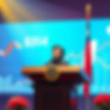 President Lai Ching-te stands at a podium, announcing a $314 cash payout for citizens of Taiwan, with graphics illustrating economic growth and AI technology in the background.