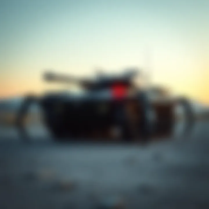 Prototype tank designed with spider-like legs showcasing advanced leg rigging