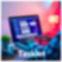 A user interacting with the Tasklet AI automation platform on a laptop, showing chat interface and various app icons.