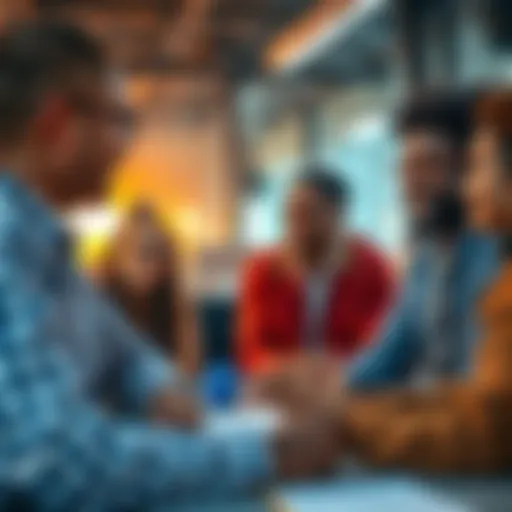 A group of diverse people in a meeting, sharing ideas and strategies to manage burnout during production challenges.