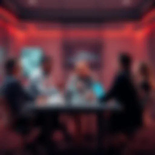 A diverse team discussing AI technology and skills at a conference table