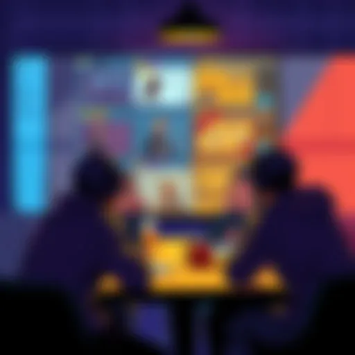 A group of people discussing game design in a Discord chat, with character sketches and game concepts on screen, creating a roguelike game together.