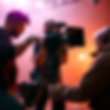 Team Creating Trailer A creative team filming a cinematic trailer using basic equipment and technology, showcasing their innovative approach to filmmaking.