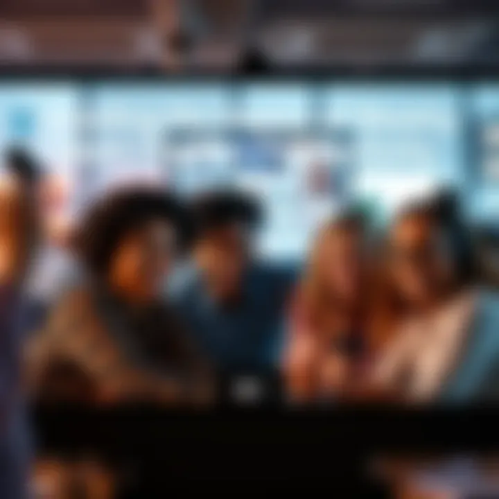A group of diverse colleagues participating in a virtual meeting with cameras on, smiling and engaging with each other