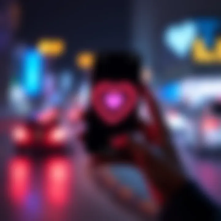 A person holding a phone showing a messaging app alongside a heart symbol, symbolizing the connection between technology and dating.