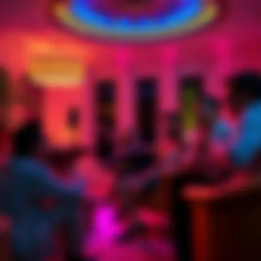 A group of tech billionaires enjoying a lavish party in a luxurious mansion, showcasing their wealth and social connections.