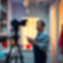 A person performing household chores while a camera records from a distance, showcasing the trend of tech companies collecting data on daily activities.