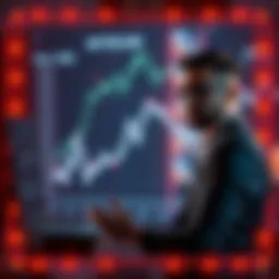 A professional discussing tech trends with a graph showing declining relevance of a product in the background
