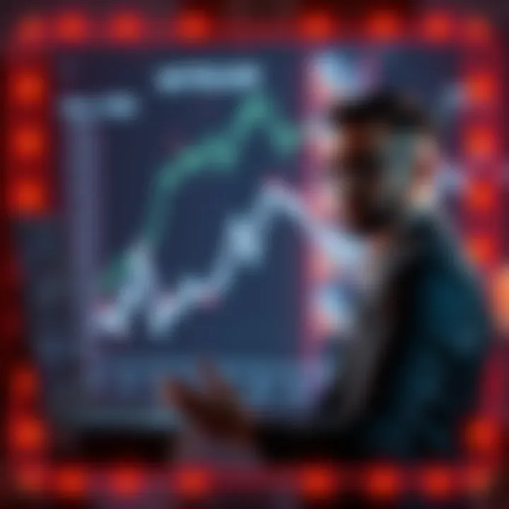 A professional discussing tech trends with a graph showing declining relevance of a product in the background