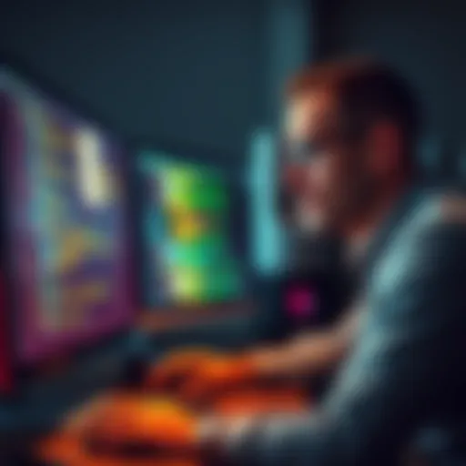 A tech professional looking frustrated at a computer screen displaying code with plagiarism notes