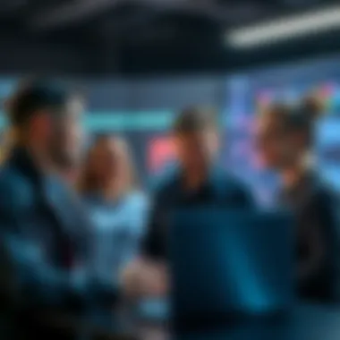 A group of tech professionals sharing insights on coding and AI's impact with a computer science student