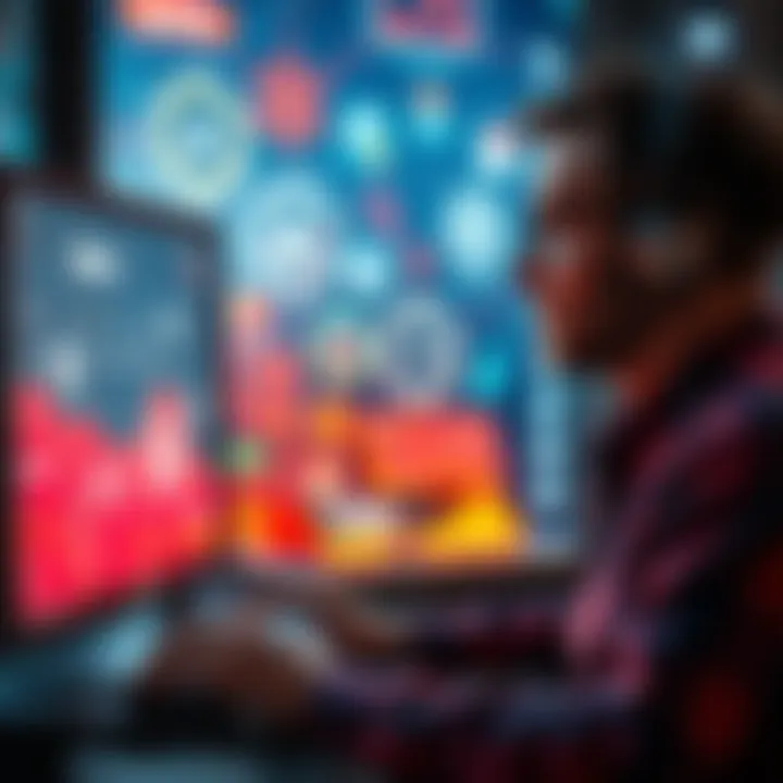 Tech Worker Feeling Overwhelmed A concerned tech worker looking at a computer filled with various AI tools, feeling overwhelmed by rapid technology changes.