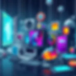 An illustration showing various technological devices from past to present, highlighting their evolution and impact on daily life.