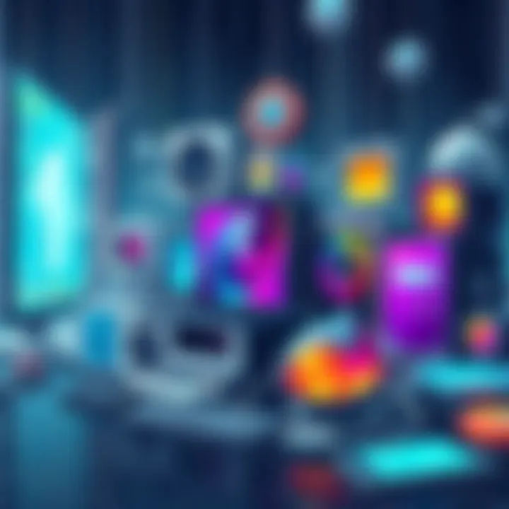 An illustration showing various technological devices from past to present, highlighting their evolution and impact on daily life.