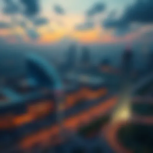 A conceptual image showing the vision of Telosa, a proposed city with modern architecture and green spaces.