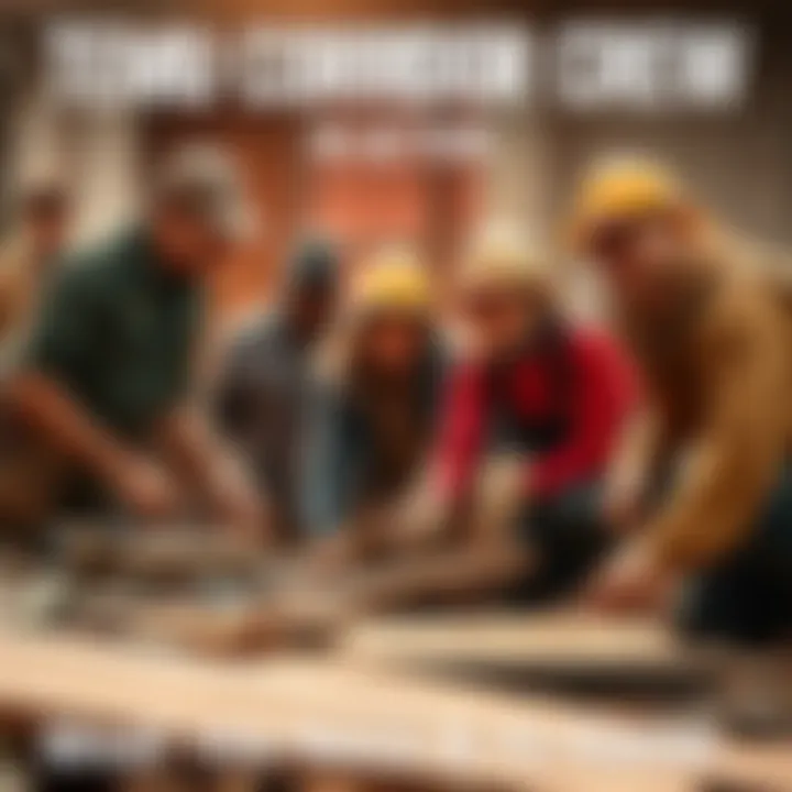 A group of people from the Temu Corridor Crew working together on a community project, surrounded by tools and materials, smiling and engaged.