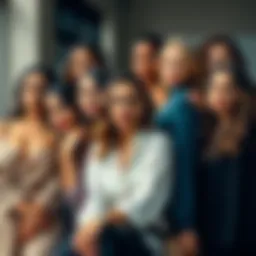 A group of ten beautiful women posing together, each showcasing their unique charm and style.