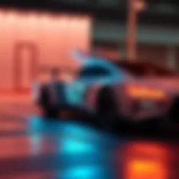 New terahertz-band vision sensor designed for automotive safety displayed next to a modern car.