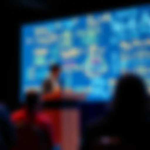 Terence Tao discusses the impact of AI on mathematics at a podium, addressing an audience with mathematical formulas projected in the background