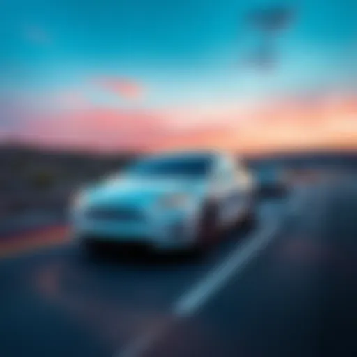 Tesla Electric Vehicle on the Road A Tesla electric vehicle driving on a highway, symbolizing the surge in sales due to high gas prices.
