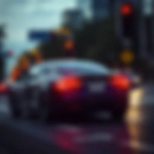 A Tesla car showing warning lights while crossing into oncoming traffic, illustrating concerns over its Full Self-Driving feature.