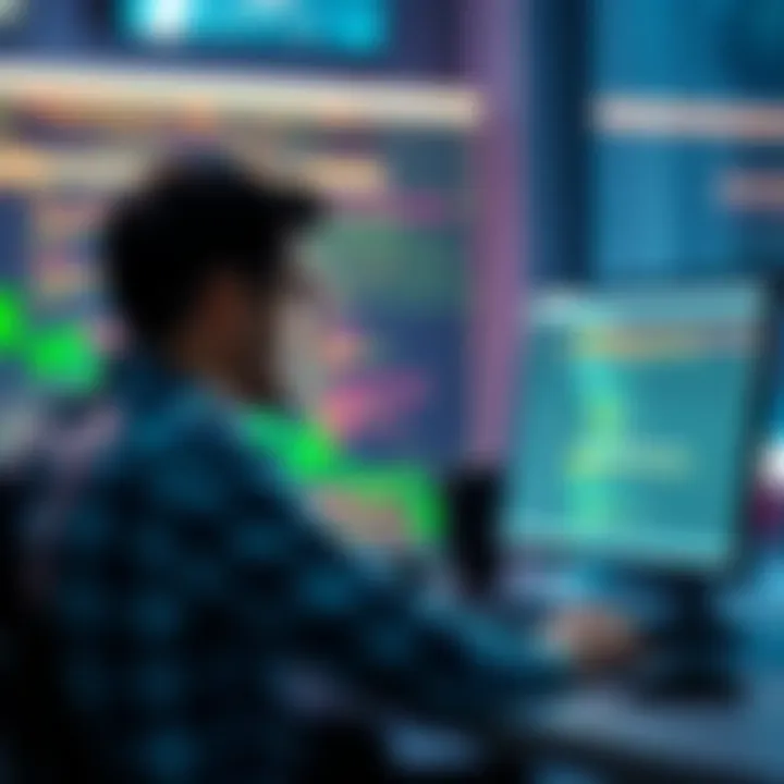 A person sits at a computer, reviewing code and data related to the new GPT Pro model being tested online.