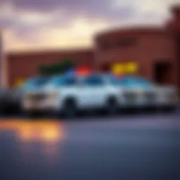 Four new Chevy Tahoe police vehicles lined up outside a Texas police department