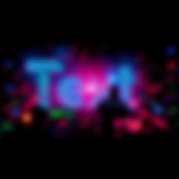 A video frame showing dynamic text animations with colorful effects and syntax highlighting.