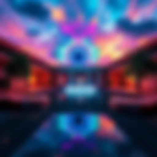 A colorful artwork depicting The Bell Pool, showcasing vibrant colors and unique artistic features