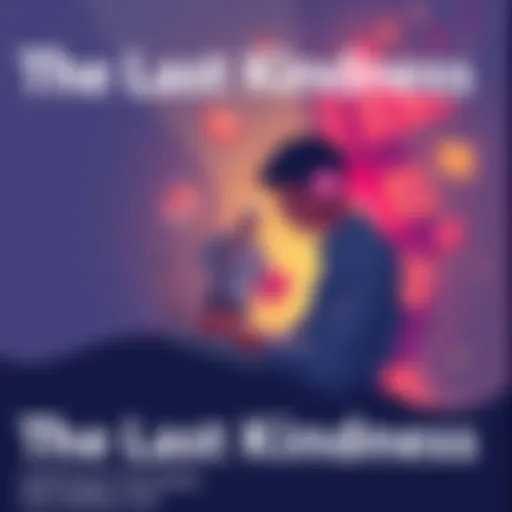 An illustration showing a person using a laptop with AI elements around them, symbolizing the blend of storytelling and technology in 'The Last Kindness'.