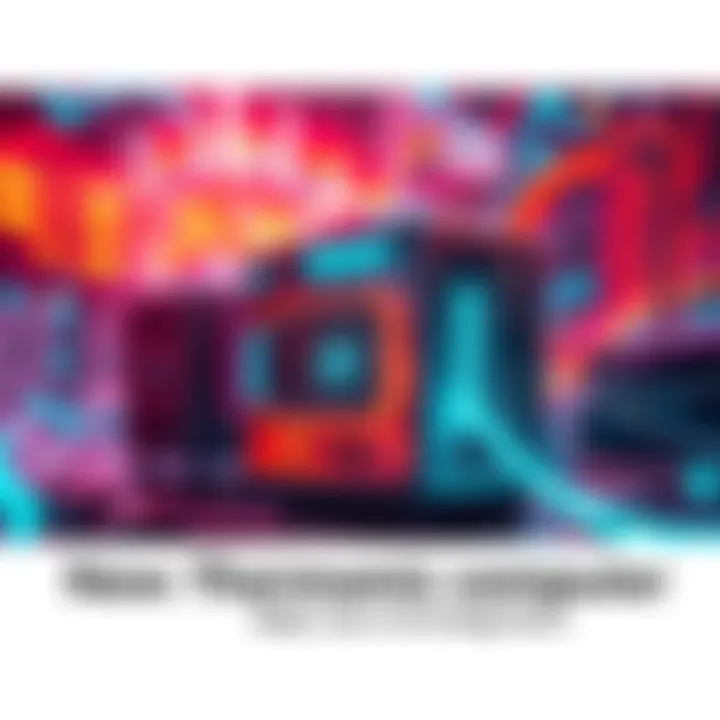 A digital rendering of a thermodynamic computer, showing energy-efficient circuits and components, surrounded by graphics of AI neural networks.