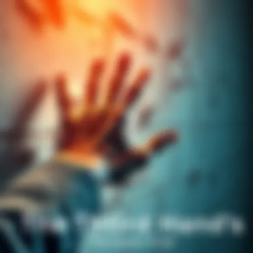 A hand pushing against a wall of conventional beliefs, symbolizing a challenge to traditional views