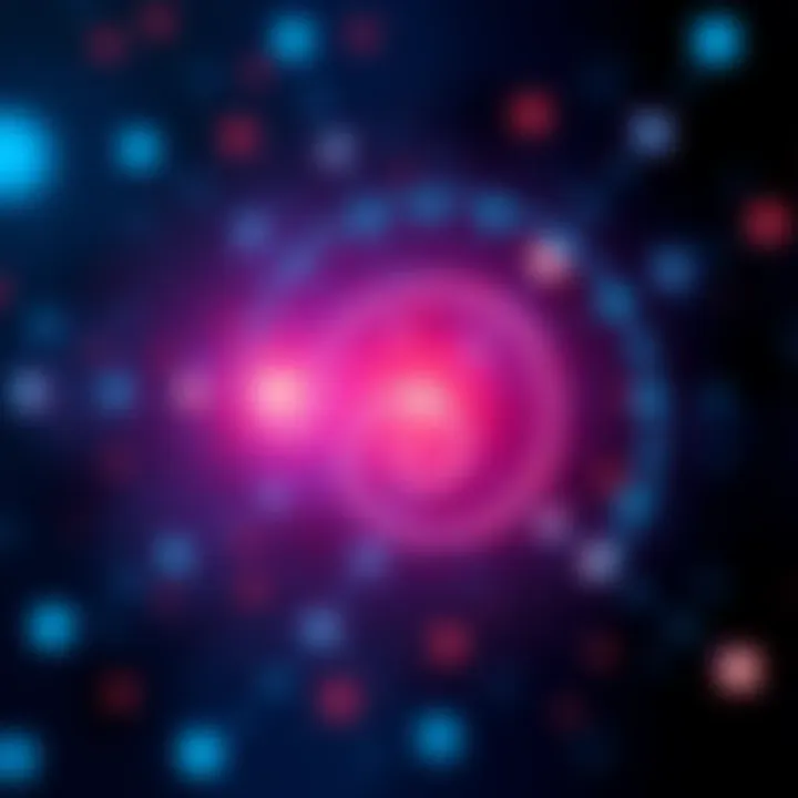 Illustration showing spiral shapes symbolizing thought connections with glowing nodes representing memory activation.