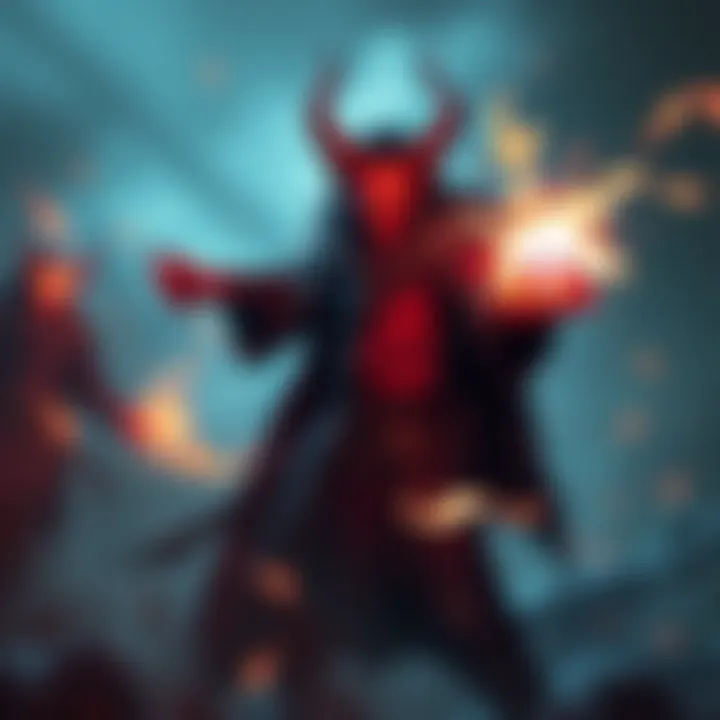 A Tiefling sorcerer with red skin and horns unleashes a burst of magic while standing in a mystical setting.