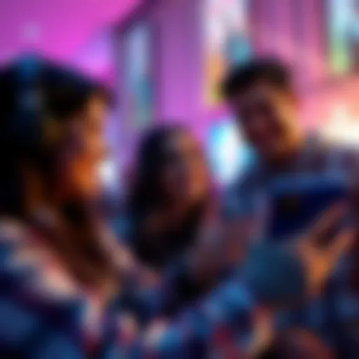 A group of TikTok creators happily interacting on the UpScrolled app, showcasing their content and connections