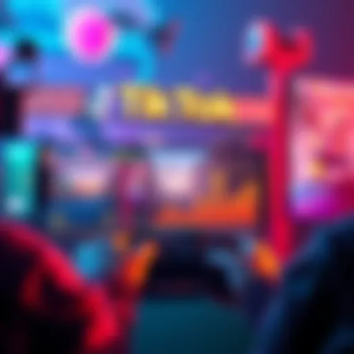 A vibrant graphic showing TikTok interface with gameplay clips and engagement metrics for indie games.