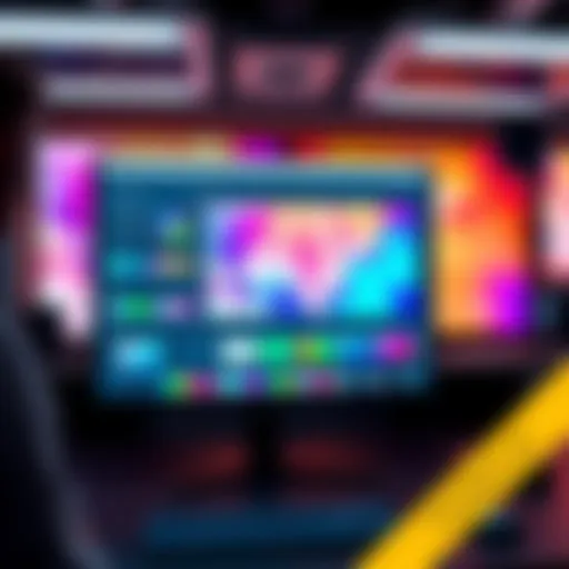 A graphic showing tile editing tools with vibrant RTP graphics and a parallax background design in the workspace.