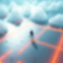 TileMapLayer and CharacterBody2D Interaction A visual showing a character moving across a grid-based TileMapLayer with collision detection lines indicating interactions.