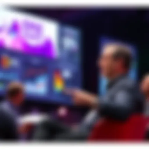 Tim Sweeney, CEO of Epic Games, speaks at a conference about changes in the AAA game industry, surrounded by graphics and charts illustrating industry trends.