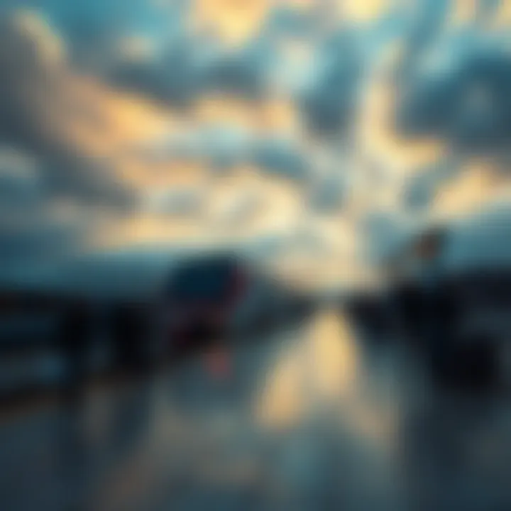 A scene showing a timelapse of people waiting at a train station, with soft lighting and moving clouds overhead, reflecting a sense of anticipation.