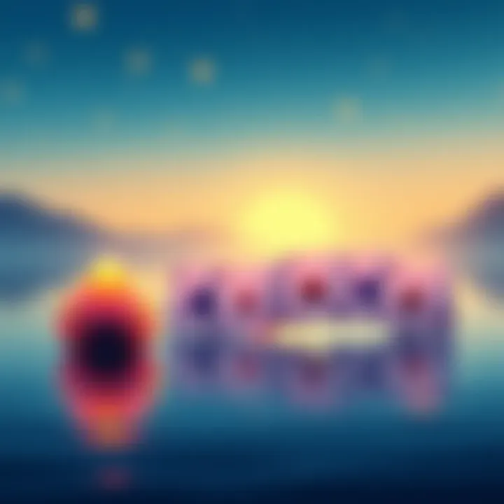 A serene digital illustration of the Timeless Solitaire Collection featuring vibrant cards and smooth animations set against a calming background.
