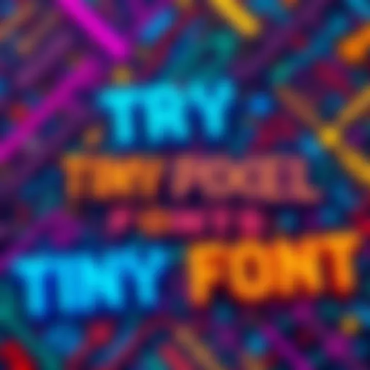 A colorful display of tiny pixel fonts with diagonal elements, showcasing creative text designs inspired by memes.