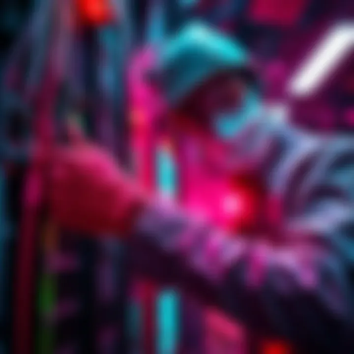 A technician disconnects cables while working on T-Mobile's network to secure it from hackers